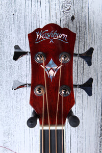 Washburn AB5 4 String Cutaway Acoustic Electric Bass Guitar Natural with Gig Bag