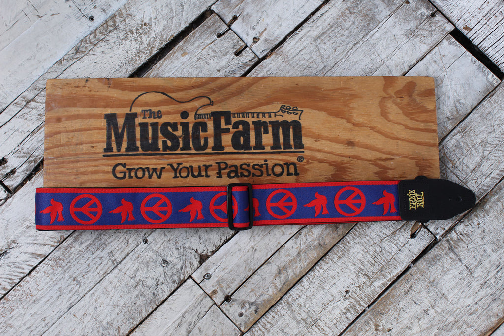 Ernie Ball Jacquard Guitar Strap - Red and Blue Peace Love Dove
