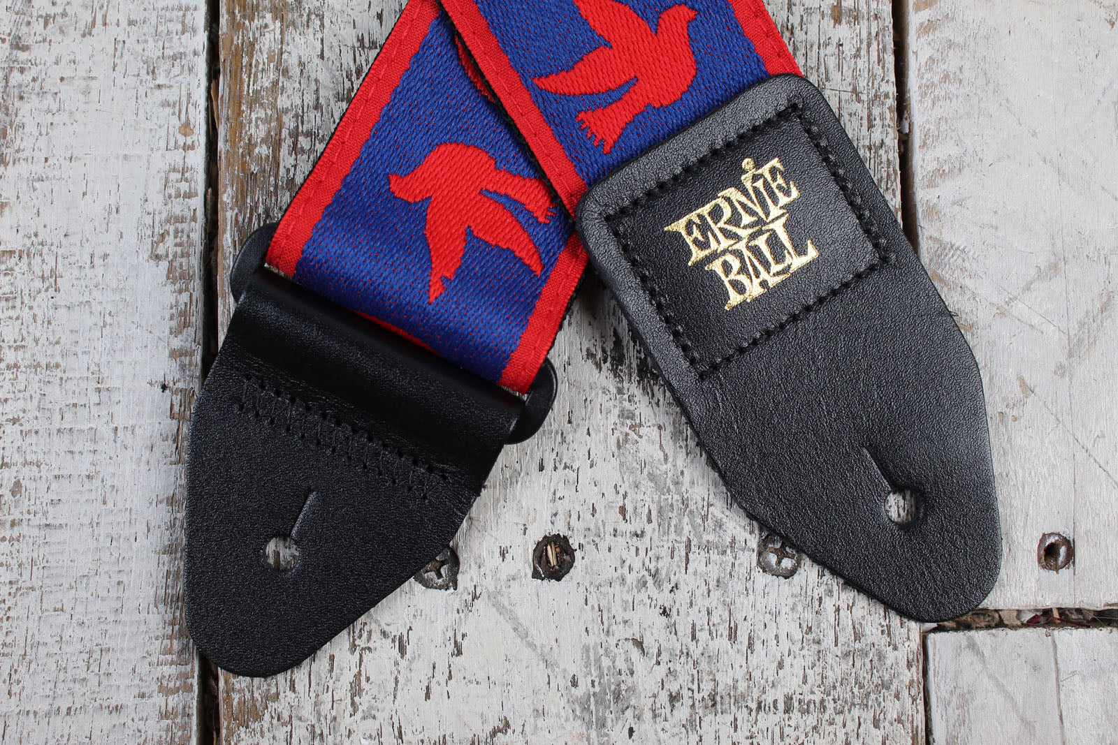 Ernie Ball Jacquard Guitar Strap - Red and Blue Peace Love Dove