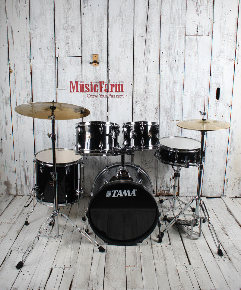 Tama Imperialstar IE58C 5 Piece Drum Set w Snare & Meinl Cymbals Hairline Black