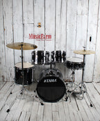 Tama Imperialstar IE58C 5 Piece Drum Set w Snare & Meinl Cymbals Hairline Black