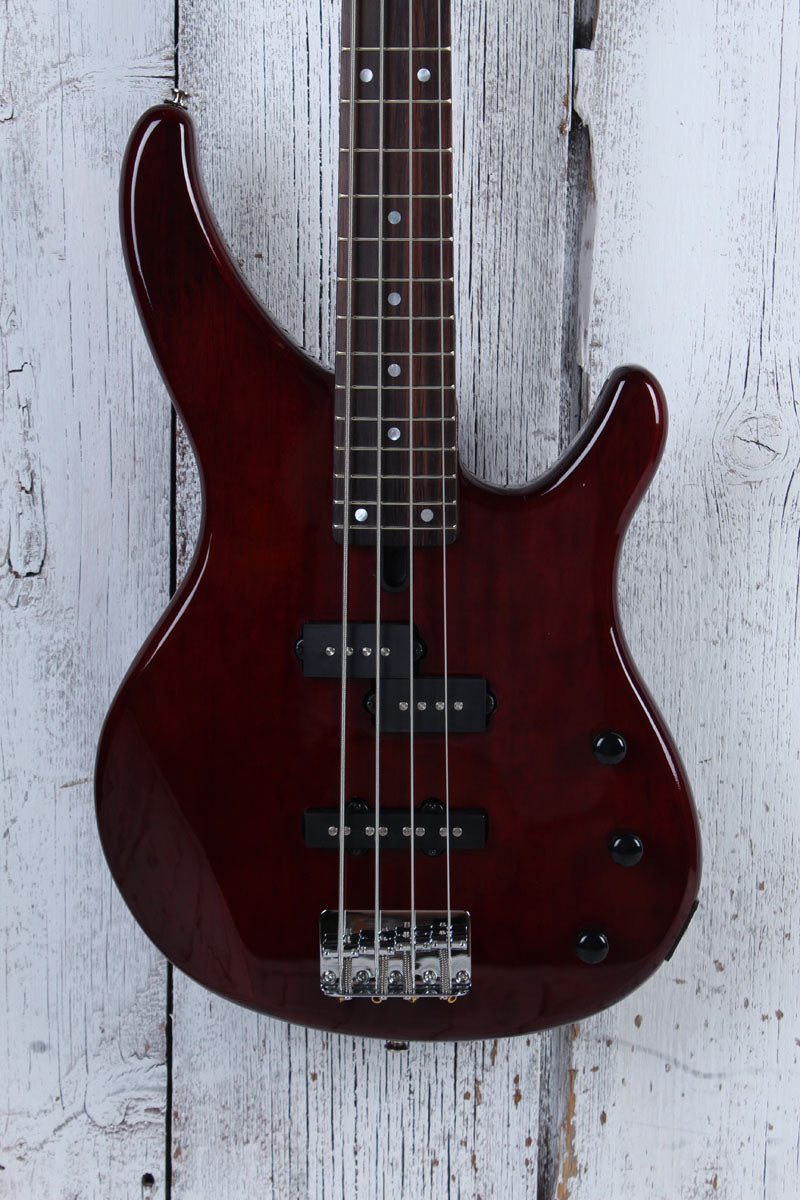 Yamaha TRBX174EW 4 String Bass Electric Guitar Exotic Wood Top Root Beer Finish