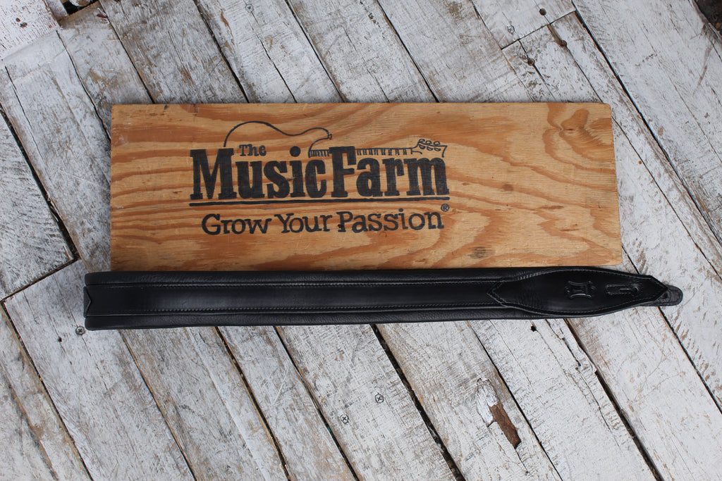 Levy's MSS80-BLK Rebel Leather Series 2 Inch Wide Black Veg-Tan Leather Guitar Strap