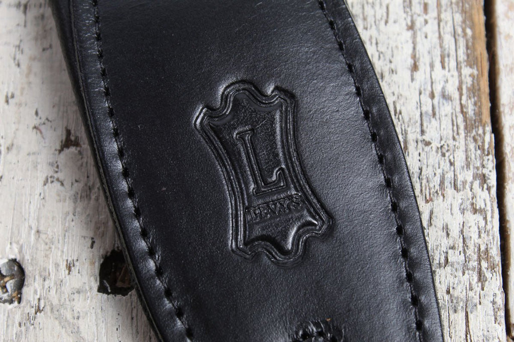 Levy's MSS80-BLK Rebel Leather Series 2 Inch Wide Black Veg-Tan Leather Guitar Strap