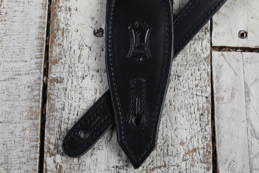 Levy's MSS80-BLK Rebel Leather Series 2 Inch Wide Black Veg-Tan Leather Guitar Strap