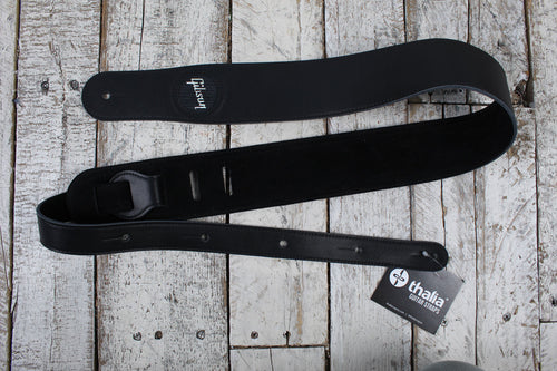 Thalia Gibson Black Leather Guitar Strap with Pearl Logo
