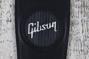 Thalia Gibson Black Leather Guitar Strap with Pearl Logo