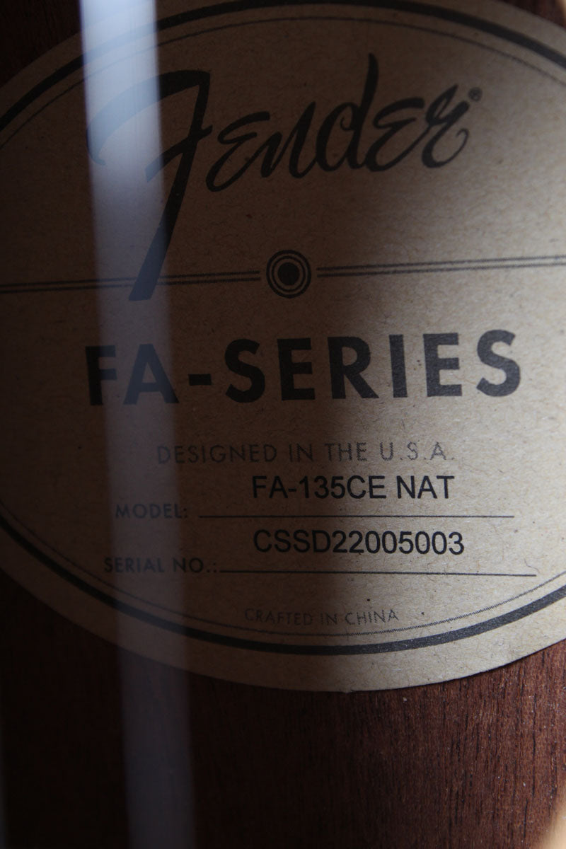 Fender 2023 FA-135CE Concert Body Acoustic Electric Guitar Natural Finish