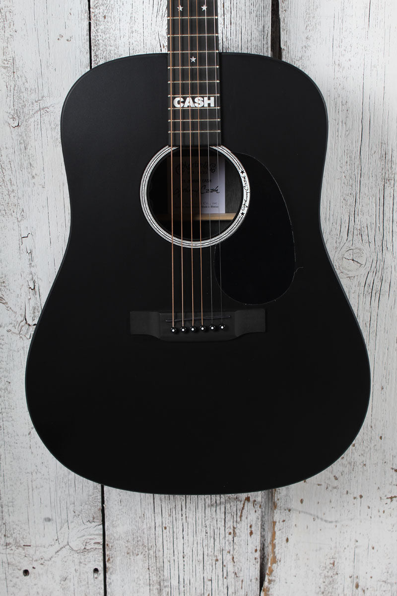 Martin DX Johnny Cash Dreadnought Acoustic Electric Guitar Jett Black w Gig Bag