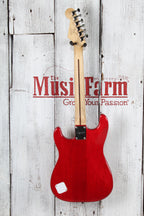 Squier 2019 FSR Mini Stratocaster Electric Guitar Crimson Red Transparent