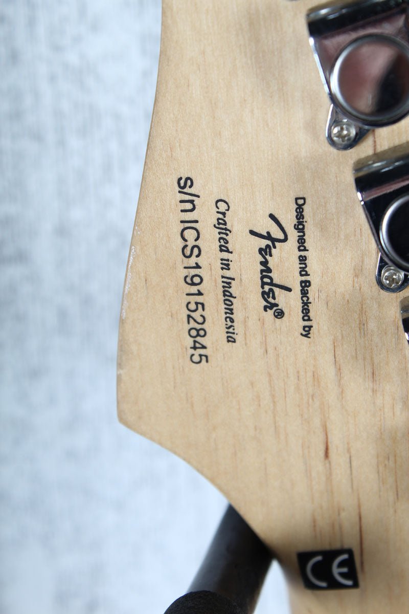 Squier 2019 FSR Mini Stratocaster Electric Guitar Crimson Red Transparent