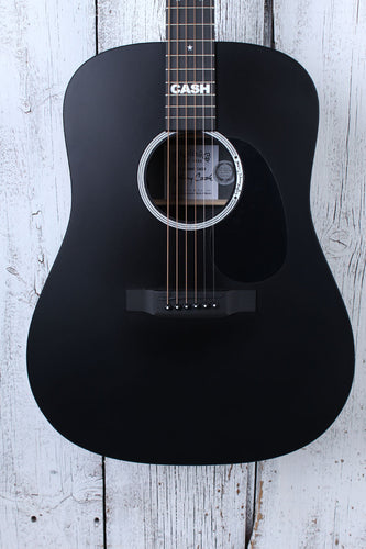 Martin DX Johnny Cash Dreadnought Acoustic Electric Guitar Jett Black w Gig Bag
