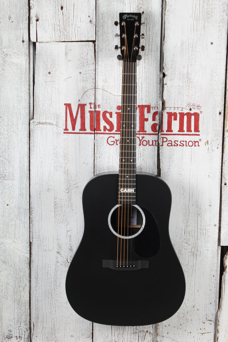 Martin DX Johnny Cash Dreadnought Acoustic Electric Guitar Jett Black w Gig Bag