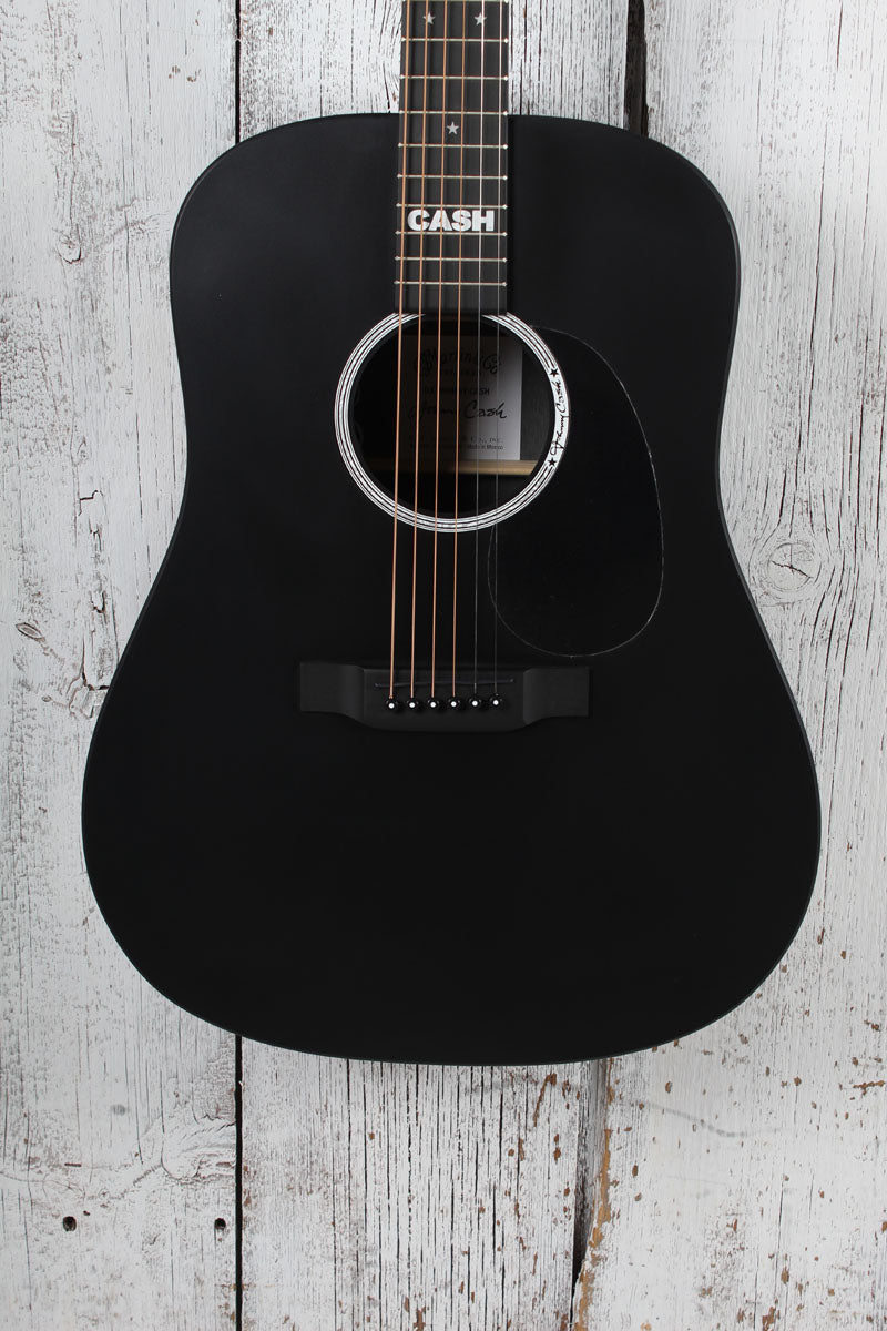 Martin DX Johnny Cash Dreadnought Acoustic Electric Guitar Jett Black w Gig Bag