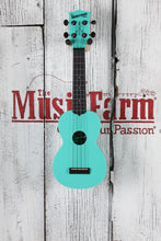 Load image into Gallery viewer, Kala Soprano Waterman Ukulele Aqua Mist Glow in the Dark Uke with Gig Bag