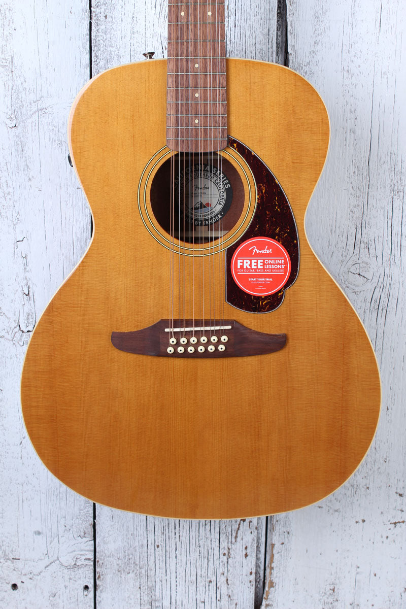 Fender Villager 12 String Acoustic Electric Guitar Aged Natural with Gig Bag