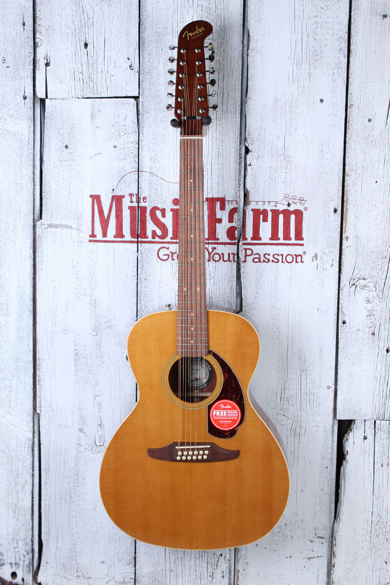 Fender Villager 12 String Acoustic Electric Guitar Aged Natural with Gig Bag