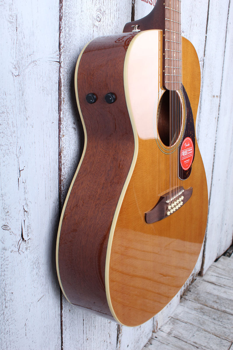 Fender Villager 12 String Acoustic Electric Guitar Aged Natural with Gig Bag
