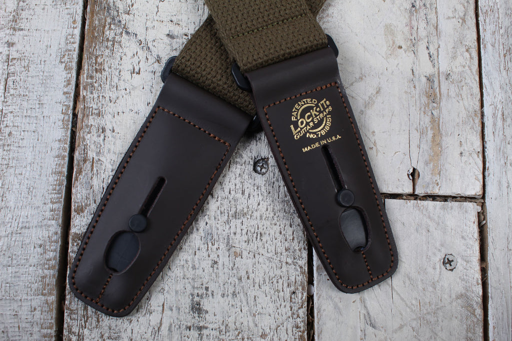 Lock-It Straps 2 Inch Guitar Strap Cotton Series Olive