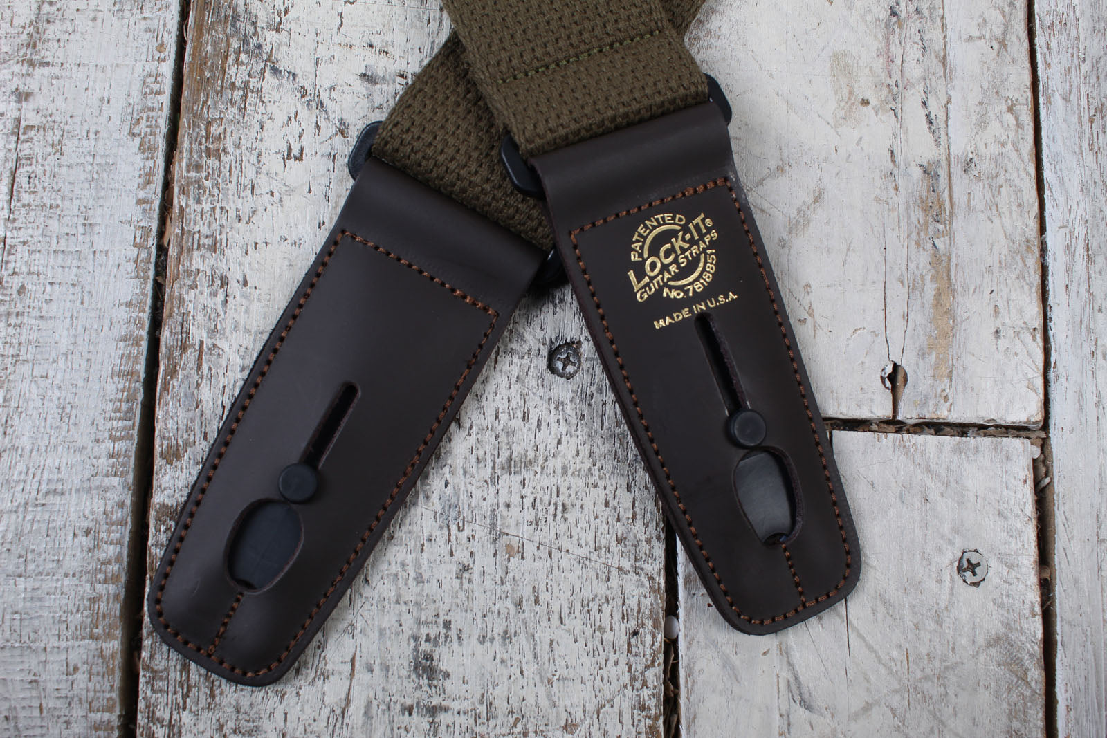 Lock-It Straps 2 Inch Guitar Strap Cotton Series Olive