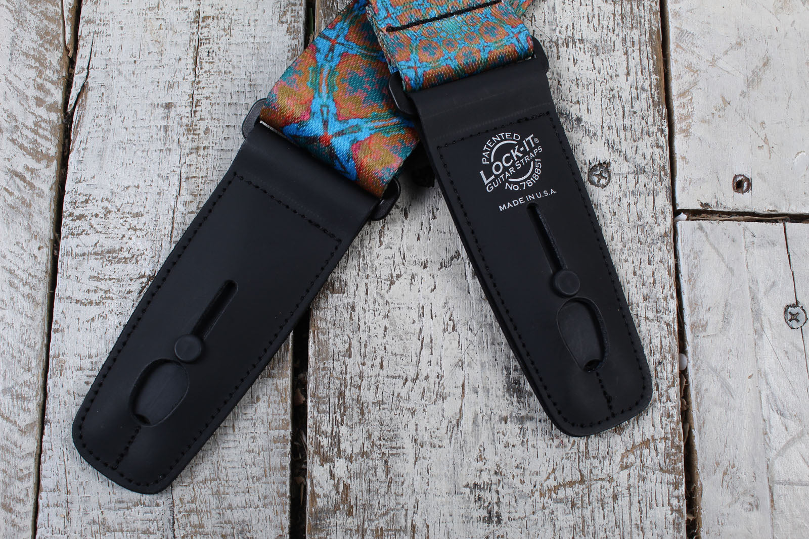 Lock-It Straps 2 Inch Poly Plush Series - Psychedelic Orange Blue