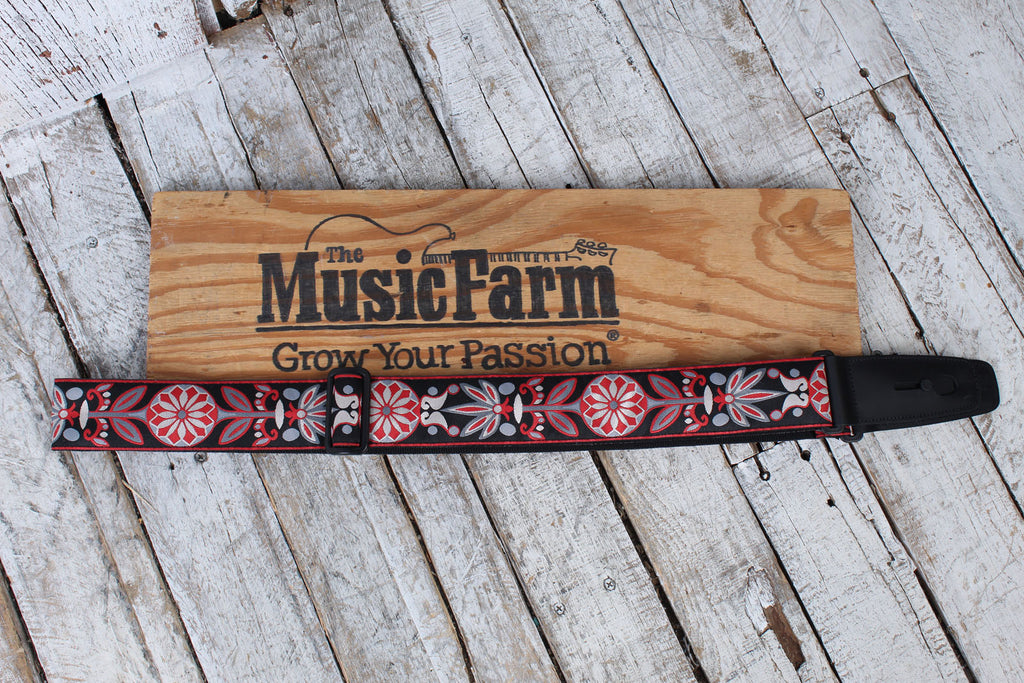 Lock-It Straps 2 Inch Retro Vintage Series Black Floral Strap