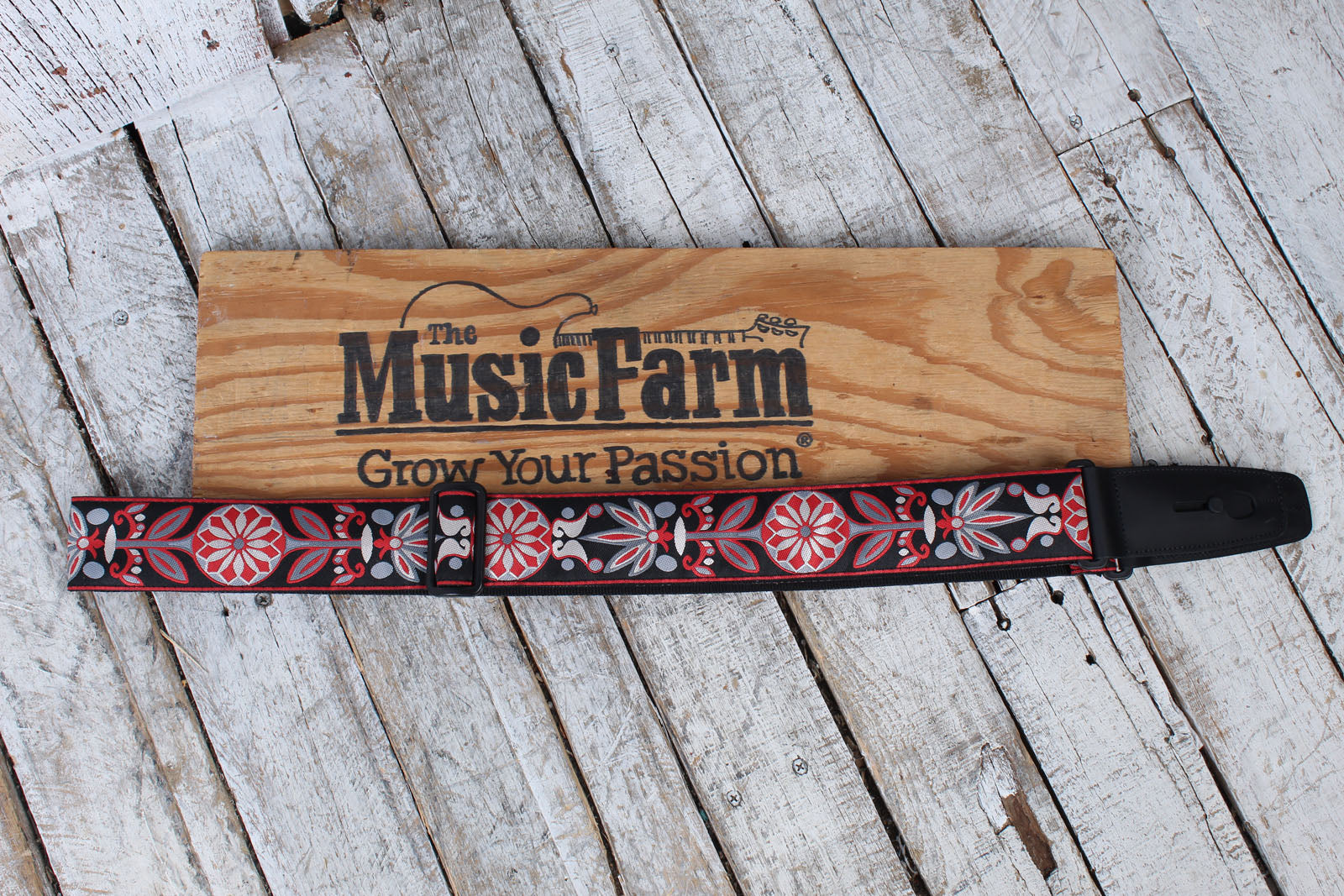 Lock-It Straps 2 Inch Retro Vintage Series Black Floral Strap