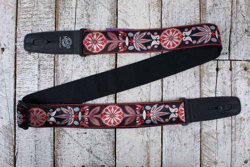Lock-It Straps 2 Inch Retro Vintage Series Black Floral Strap