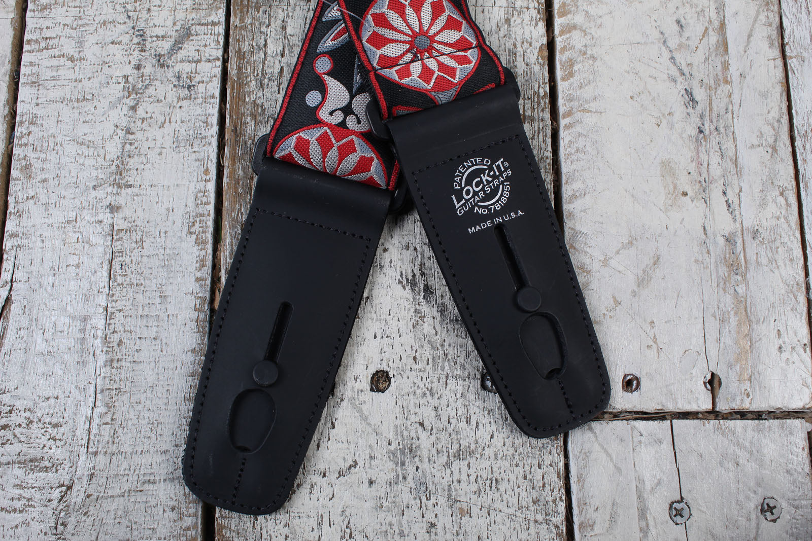 Lock-It Straps 2 Inch Retro Vintage Series Black Floral Strap