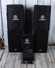 Load image into Gallery viewer, Harbinger M100-BT Portable PA System Pair of Speaker Cabinets and Mixer with Bags