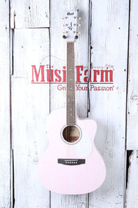 Cort Jade Classic Cutaway Acoustic Electric Guitar Pastel Pink Open Pore