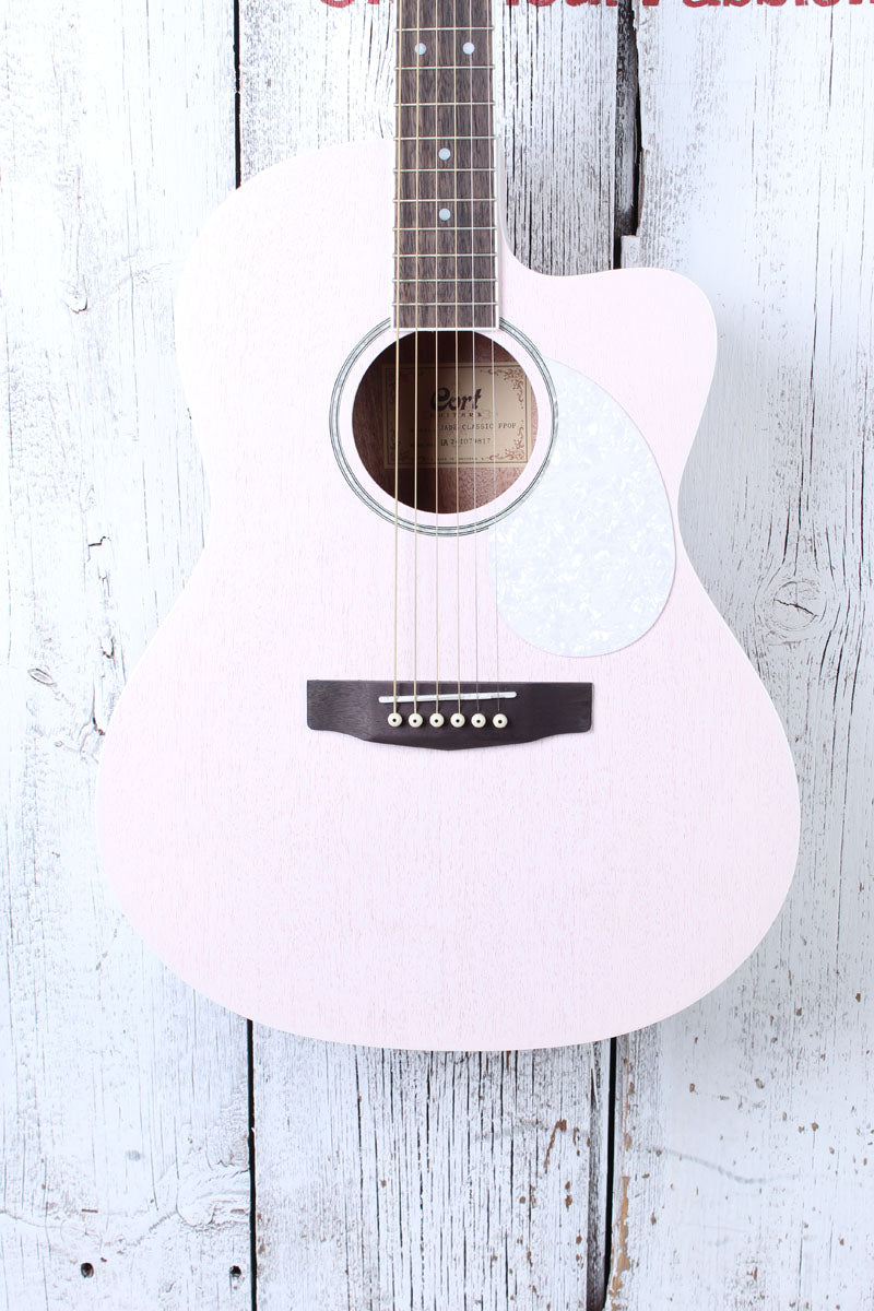 Cort Jade Classic Cutaway Acoustic Electric Guitar Pastel Pink Open Pore