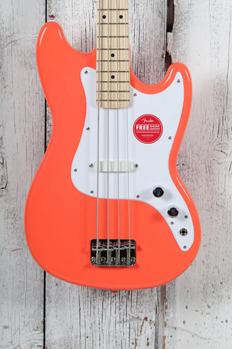 Squier Sonic Bronco Bass 4 String Electric Bass Guitar Tahitian Coral Finish