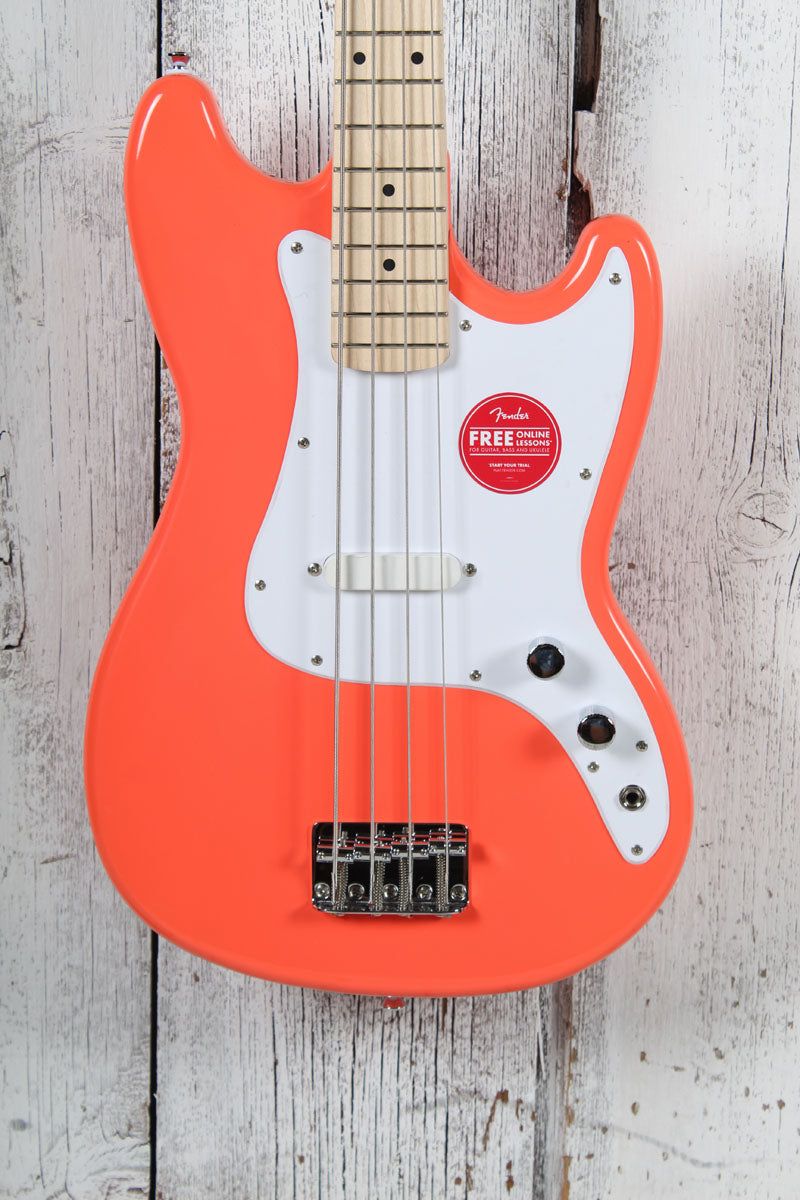 Squier Sonic Bronco Bass 4 String Electric Bass Guitar Tahitian Coral Finish
