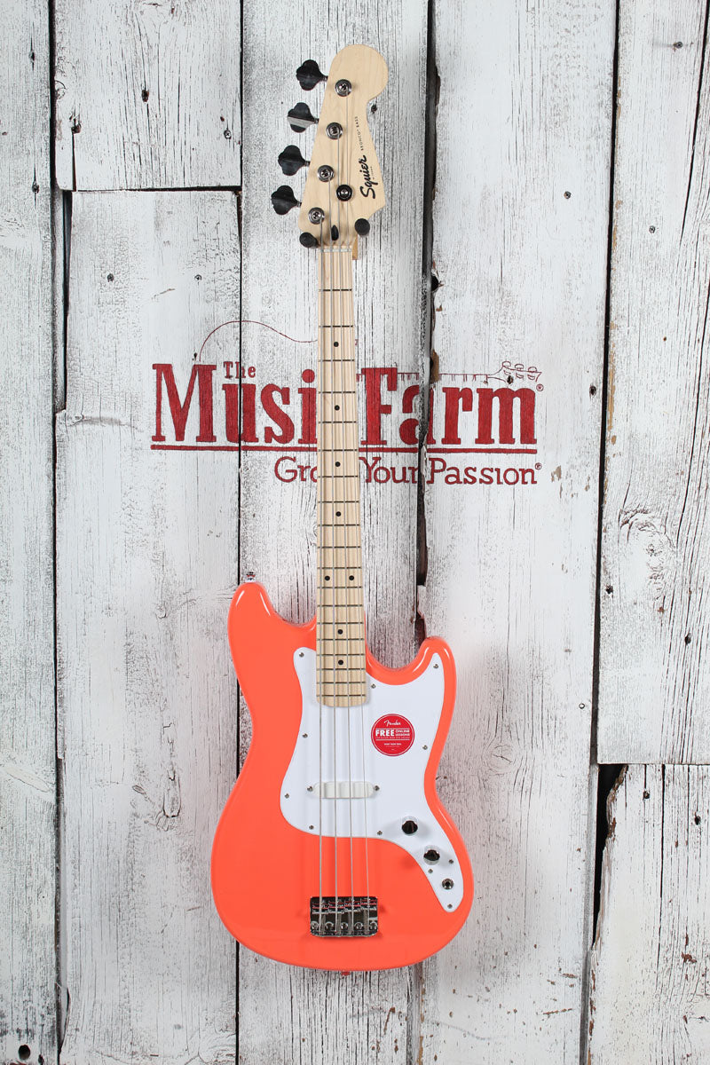 Squier Sonic Bronco Bass 4 String Electric Bass Guitar Tahitian Coral Finish