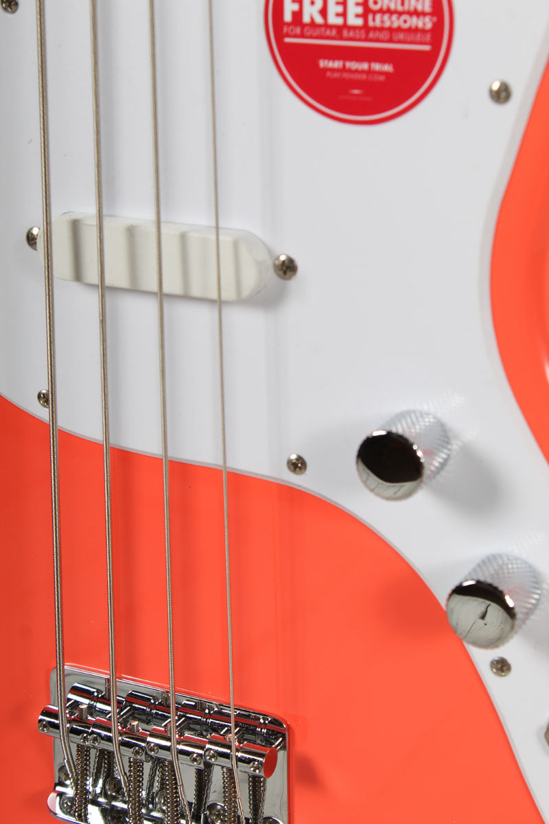 Squier Sonic Bronco Bass 4 String Electric Bass Guitar Tahitian Coral Finish