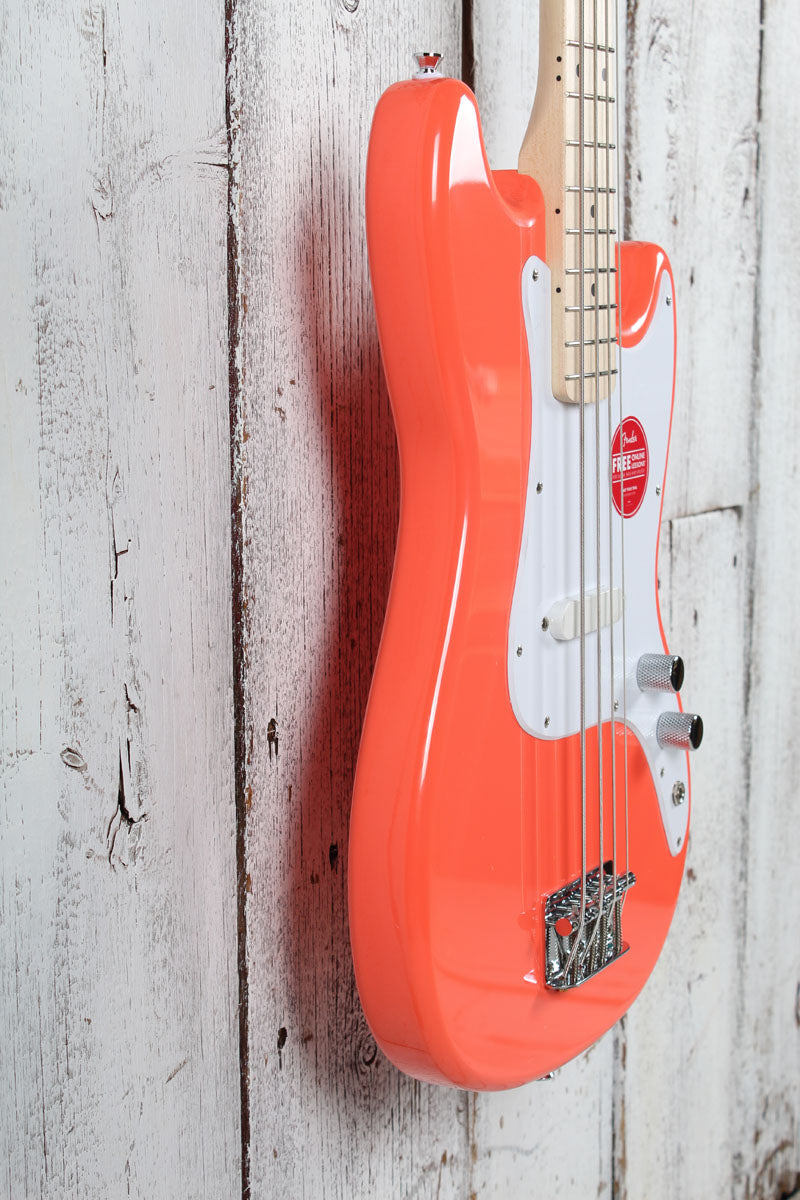 Squier Sonic Bronco Bass 4 String Electric Bass Guitar Tahitian Coral Finish