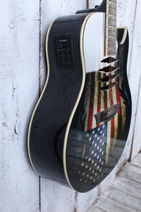 Dean Mako Valor USA Flag Acoustic Electric Guitar War Torn American Flag Finish