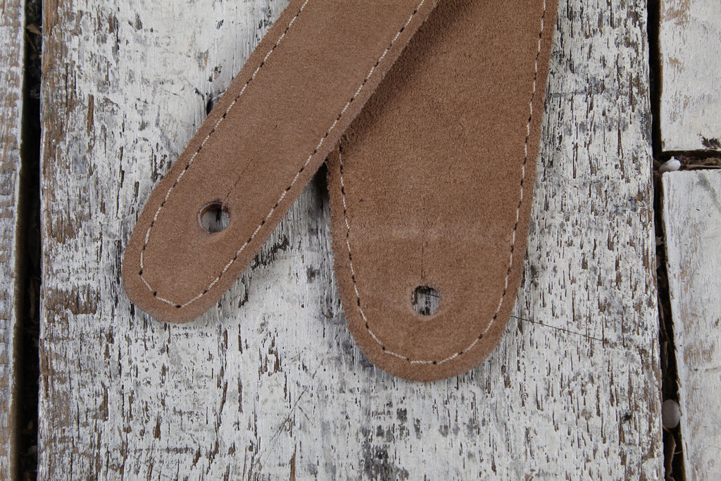 Henry Heller 2.5 Inch Cross Tan Bone Suede Guitar Strap