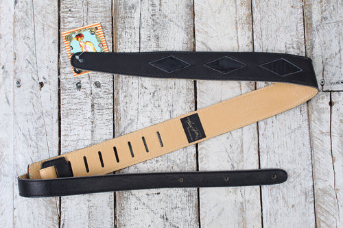 Henry Heller 2 Inch Diamond Cut Out Guitar Strap Black