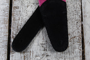 Henry Heller 2 Inch Pink Sparkle Vinyl Guitar Strap with Leather Ends