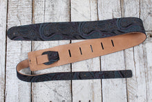 Load image into Gallery viewer, Henry Heller 2.5 Inch Capri Leather Guitar Strap Black Paisley