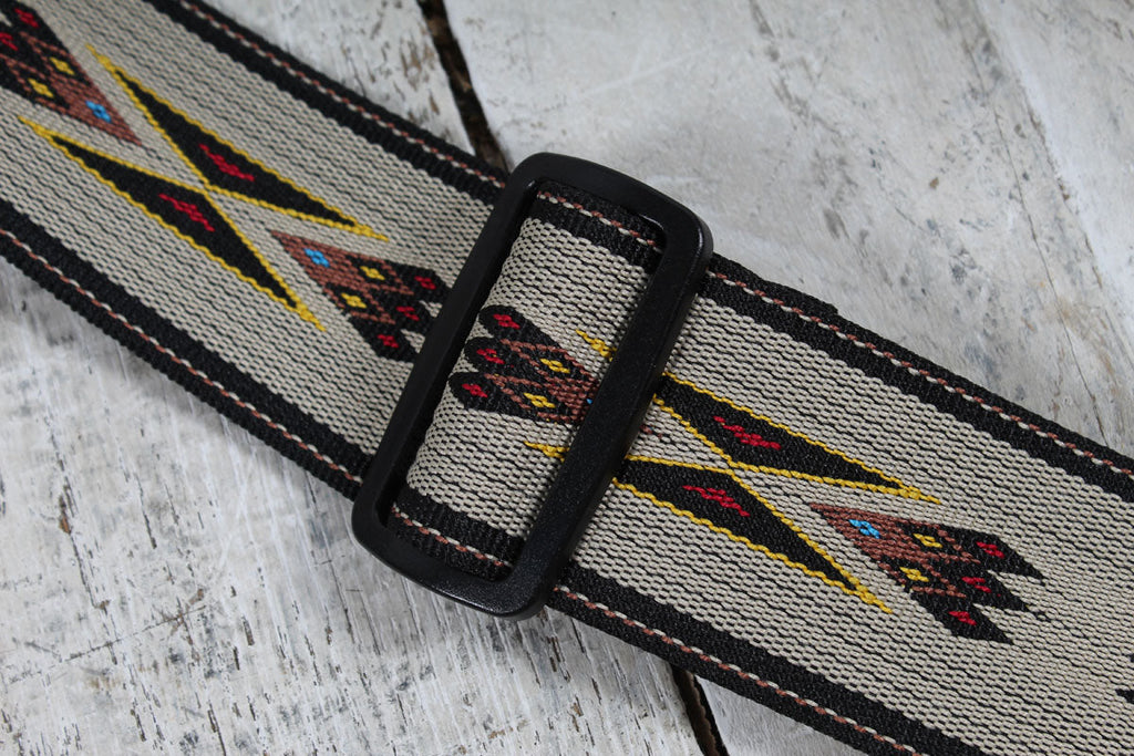 Levy's MSSN80-TAN 2 Inch Polypropylene Jacquard Woven Guitar Strap with Leather Ends
