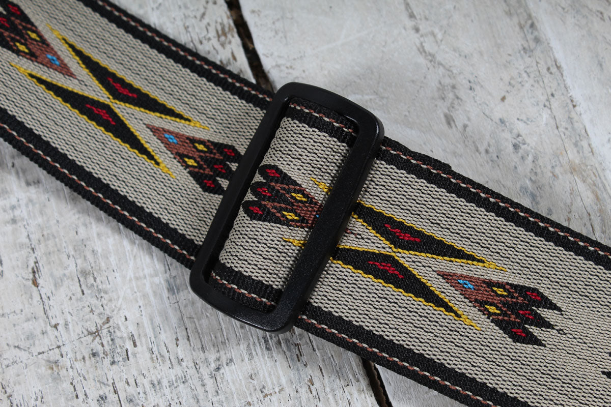 Levy's MSSN80-TAN 2 Inch Polypropylene Jacquard Woven Guitar Strap with Leather Ends