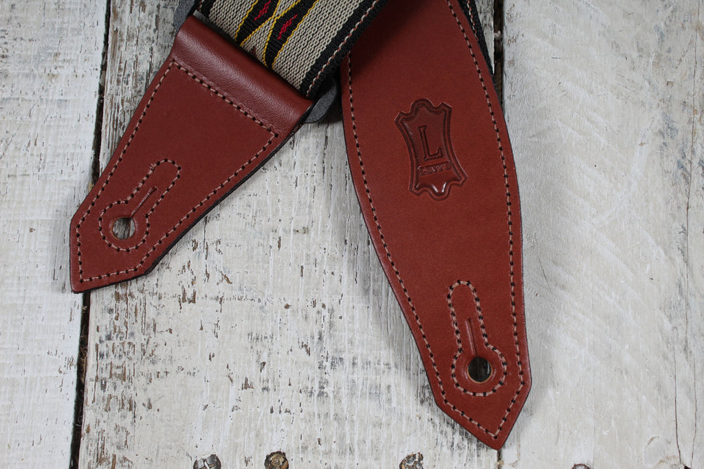 Levy's MSSN80-TAN 2 Inch Polypropylene Jacquard Woven Guitar Strap with Leather Ends