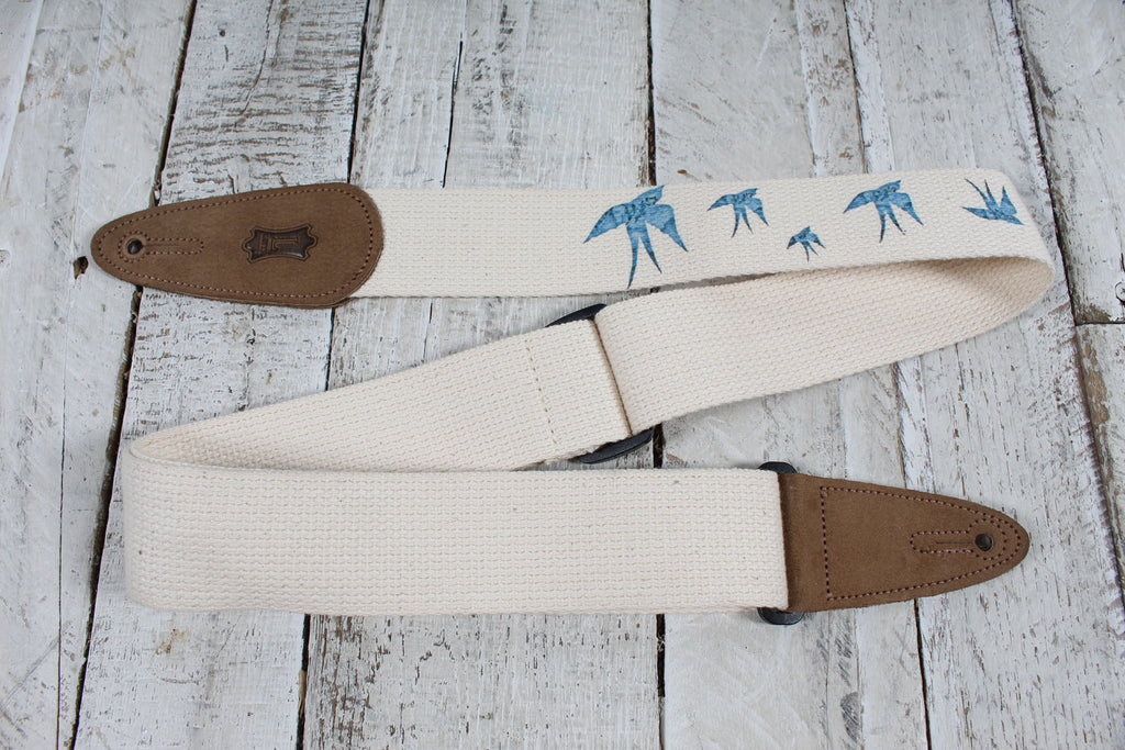 Levy's MC8U-006 2 Inch Blair Series Cotton Guitar Strap Ivory with Suede Ends