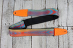 Levy's MP2OI-003 Orange Sonic Boom Optical Illusion Print Guitar Strap with Orange Leather Ends