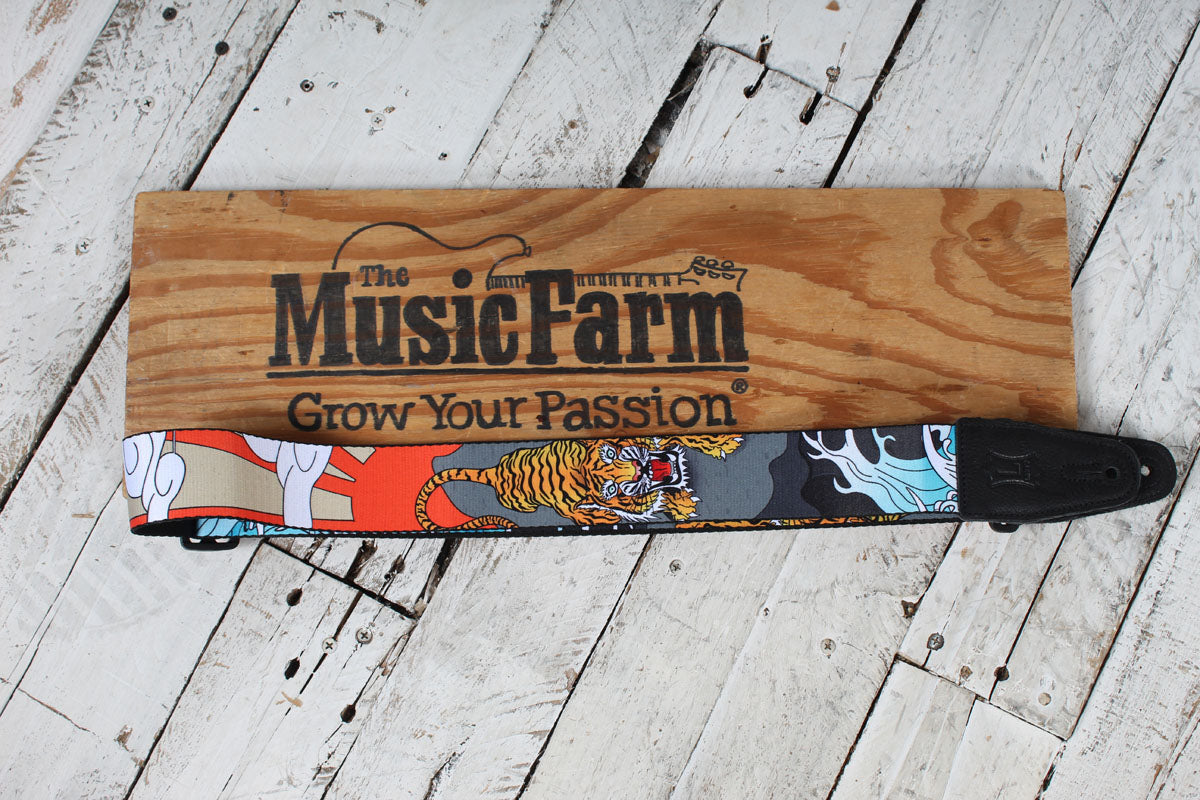 Levys MPD2-124 2 Inch Wide Polyester Guitar Strap with Japanese Traditional Tiger Motif