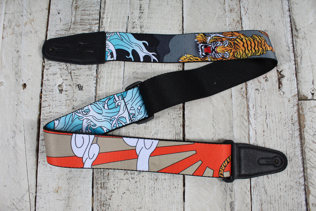 Levys MPD2-124 2 Inch Wide Polyester Guitar Strap with Japanese Traditional Tiger Motif