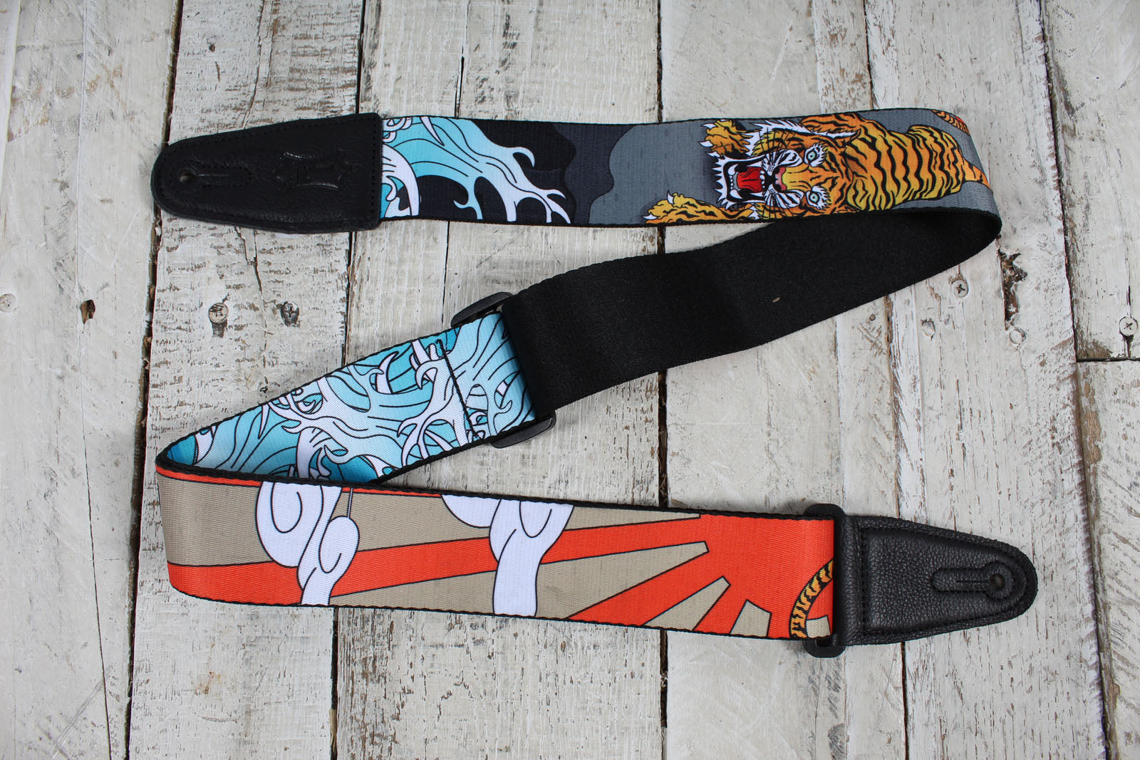 Levys MPD2-124 2 Inch Wide Polyester Guitar Strap with Japanese Traditional Tiger Motif